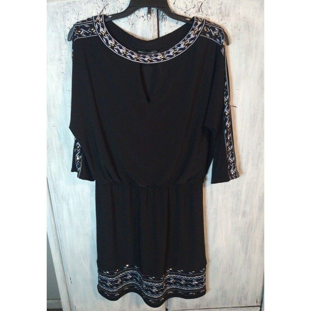Whitehouse Black market  cold shoulder embroidered black sm dress Boho
